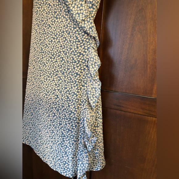 Madewell Silk Ruffle Mini Floral Dress Blue Size XS - Picture 8 of 10